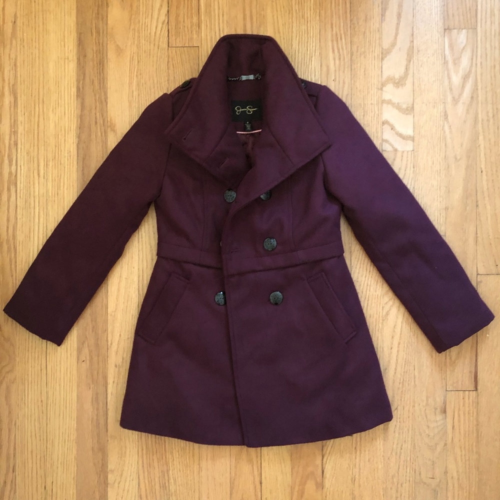 Girl's burgundy pea coat